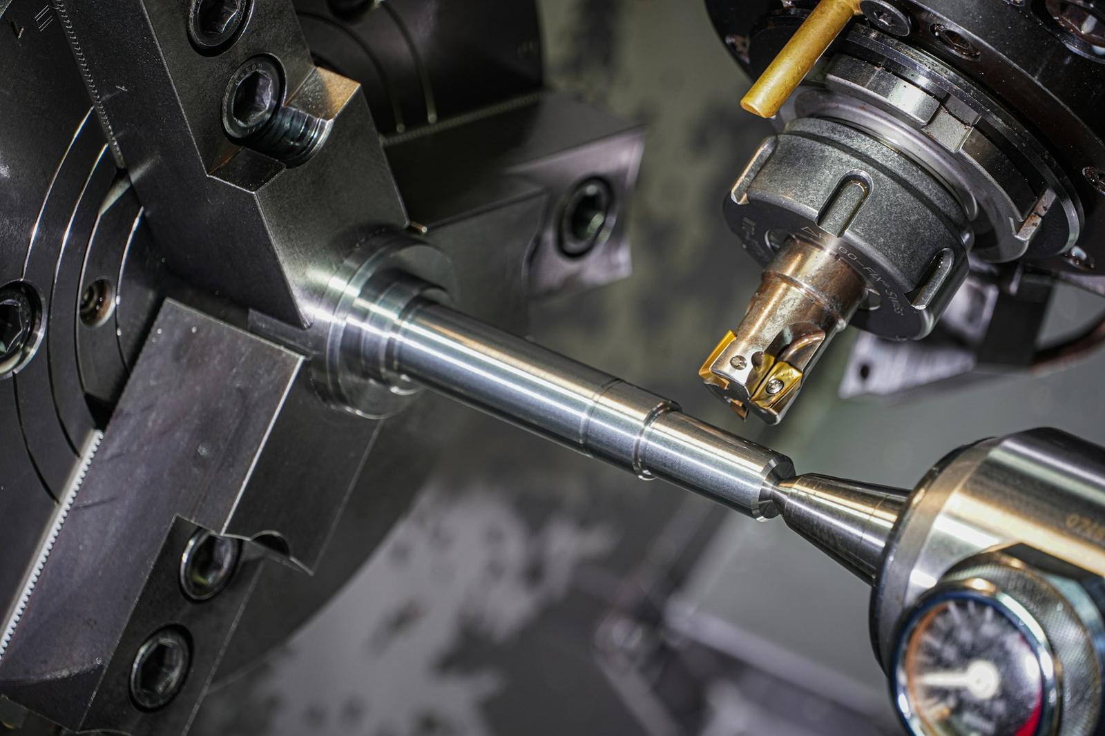 CNC turning of a steel shaft